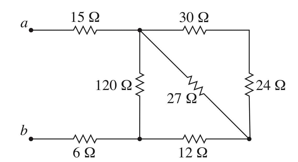 α
b
15Ω
120 ΩΣ
www
6Ω
30 Ω
27 Ω
ww
12 Ω
{24 Ω