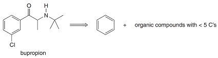 N.
organic compounds with < 5 C's
CI
bupropion
