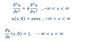 a?u
a?u
= 4
at?
,-00 < x < 00
и(х, 0) — senx , - 0о <x < 00
du
- (х, 0) 3D 1,
at
- 00 < x< o
