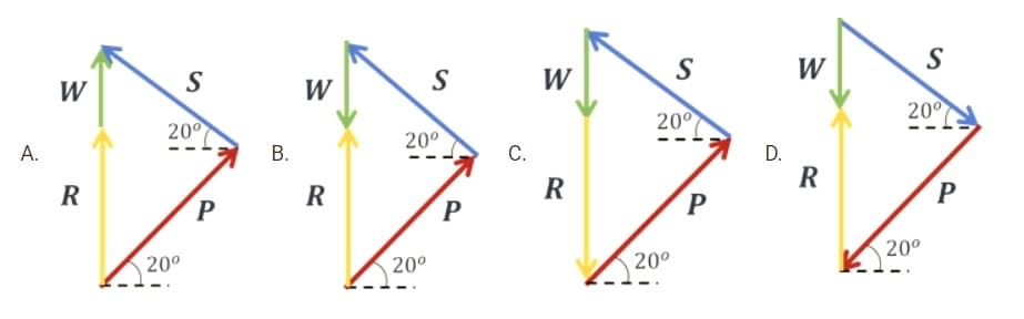 A.
W
R
22
S
20⁰
20⁰
P
B.
W
R
S
20⁰
20⁰
P
C.
W
R
S
20⁰
20
20⁰
P
D.
W
R
S
20⁰
20⁰
P