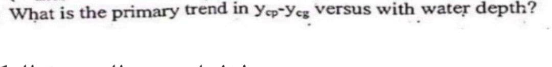 What is the primary trend in yep-yeg versus with water depth?
