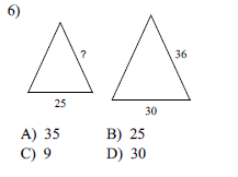 6)
36
25
30
В) 25
D) 30
A) 35
С) 9
