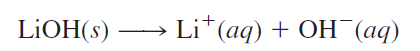 LIOH(s) —— Lit (aq) + ОH (аq)
