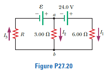 24.0 V
a
3.00 NE½
12 6.00 N.
R
b
Figure P27.20
