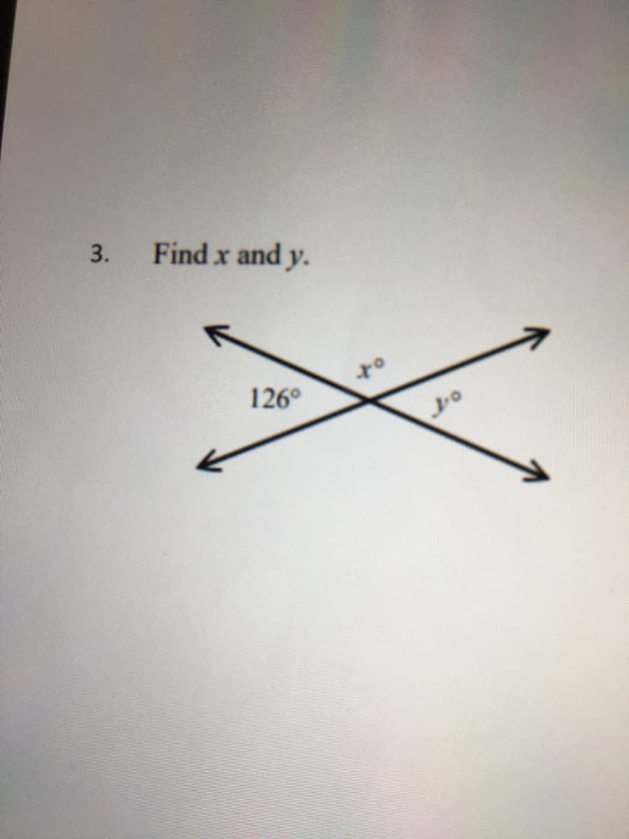 3.
Find x and y.
tf
126°
