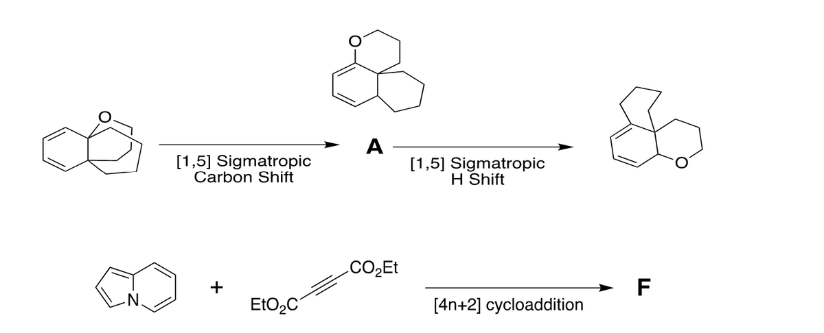 [1,5] Sigmatropic
Carbon Shift
EtO₂C
&
A
CO₂Et
[1,5] Sigmatropic
H Shift
[4n+2] cycloaddition
&
F