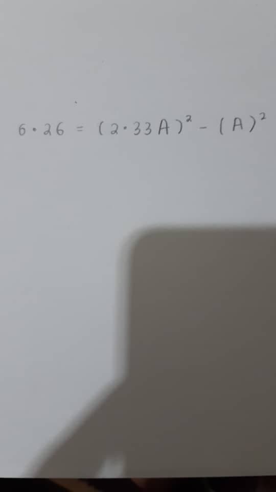 6. 26 = (2.33 A)² - (A)?
%3D
2.
11
