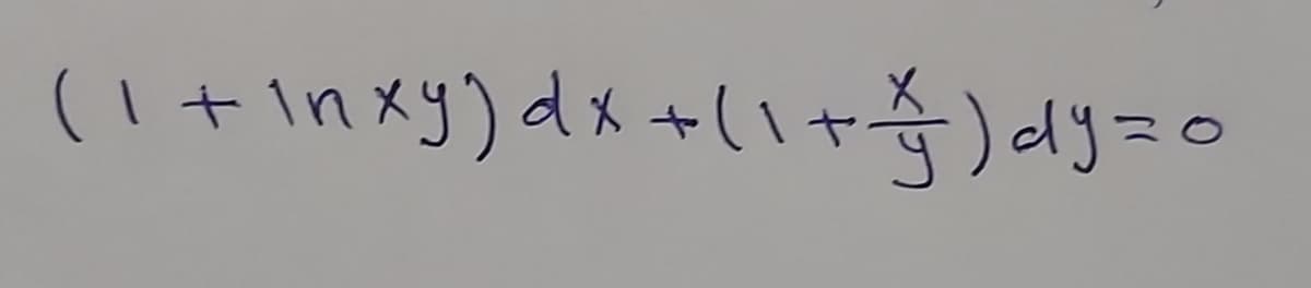(1 + in xy) dx + (1+1) dy=0