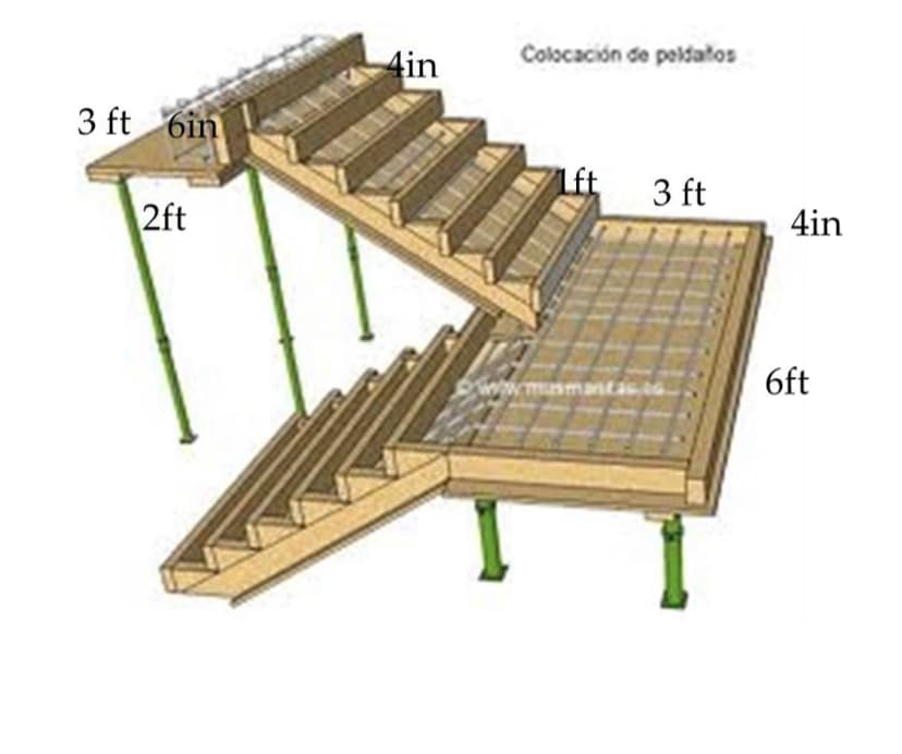 Colocación de peldatos
4in
3 ft 6in
Lft
3 ft
2ft
4in
w.musma
6ft
