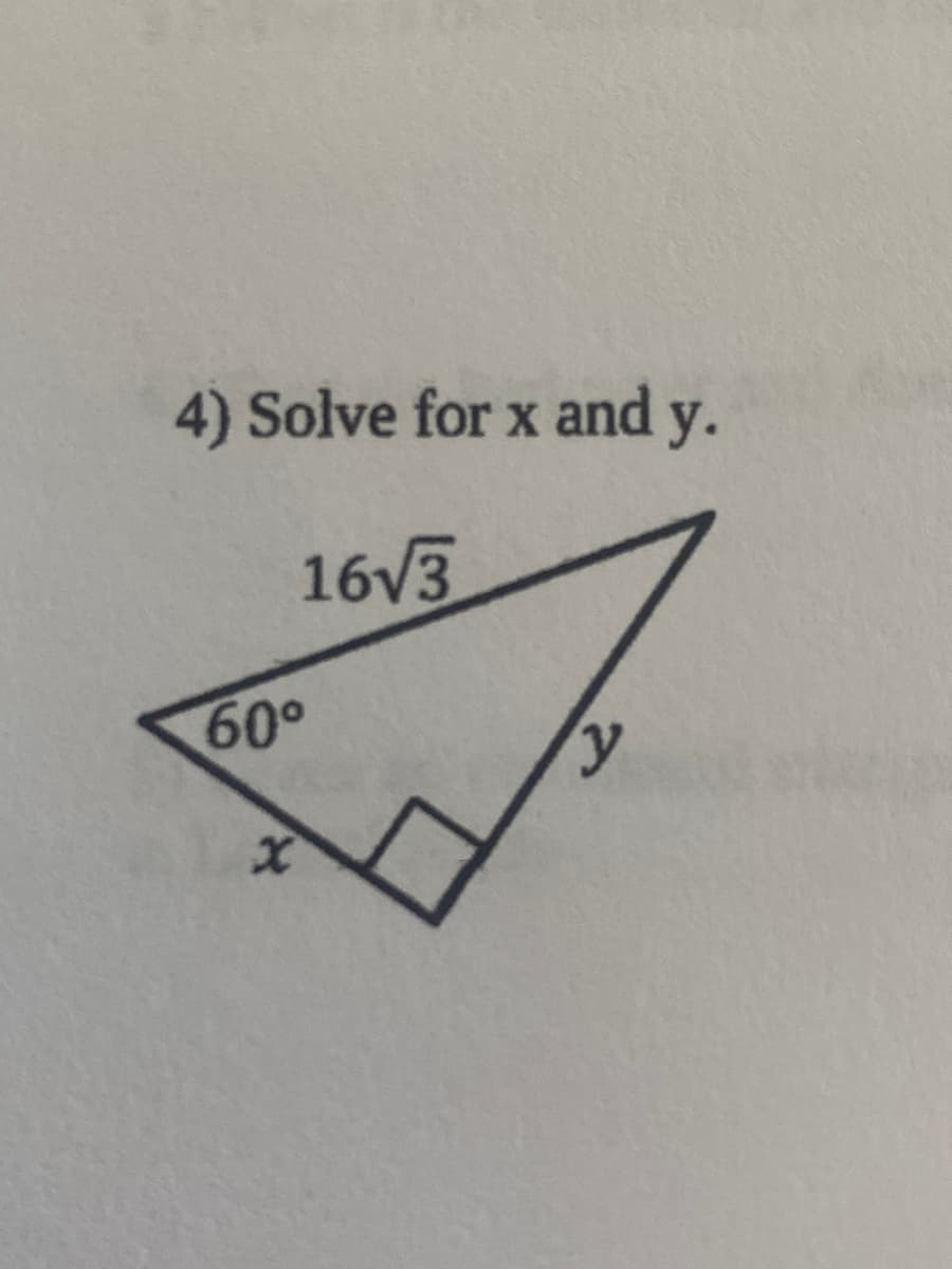 4) Solve for x and y.
16v3
60°
