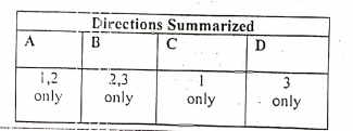 Directions Summarized
A
B
1,2
only
2,3
only
3
only
only
