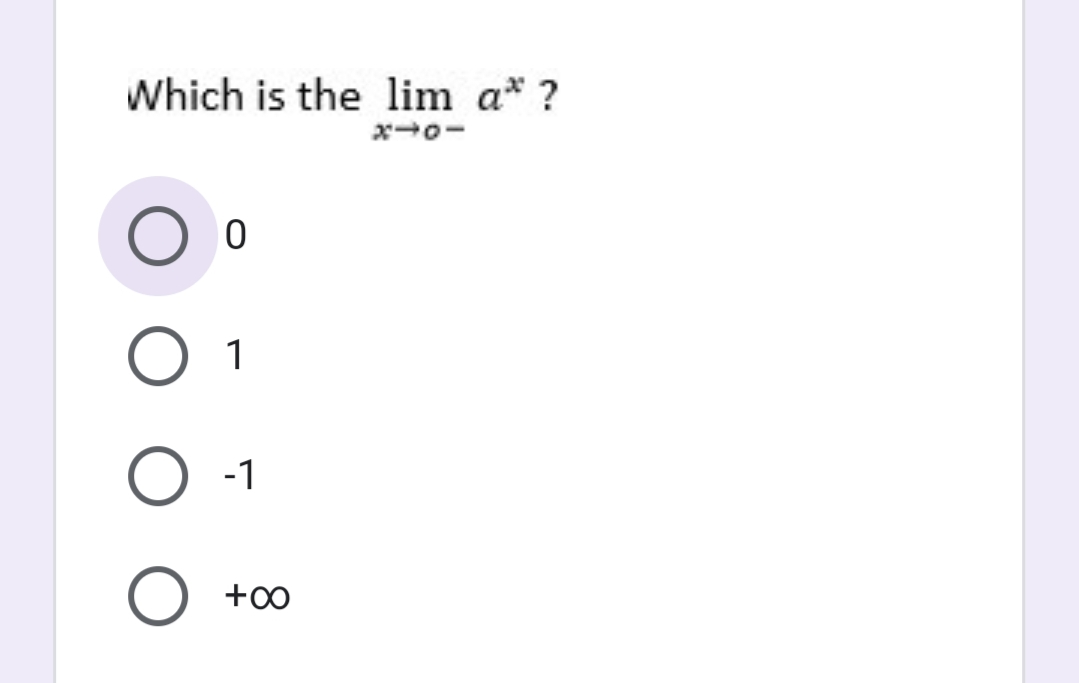 Which is the lim a* ?
x+o-
1
-1
+00
