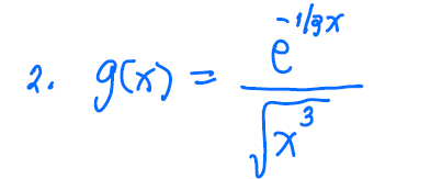 2. g(x) =
-1/3x
e
3
X