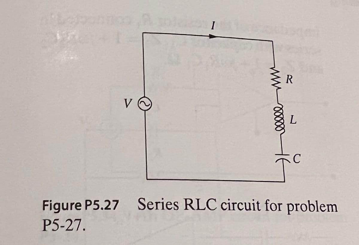 V
C
Figure P5.27 Series RLC circuit for problem
P5-27.
