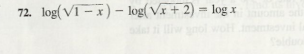 log( V1 – x ) – log( Va+ 2) = log x
72.
