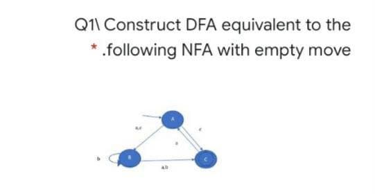 Q11 Construct DFA equivalent to the
*.following NFA with empty move
