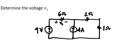 Determine the voltage v,
qv
