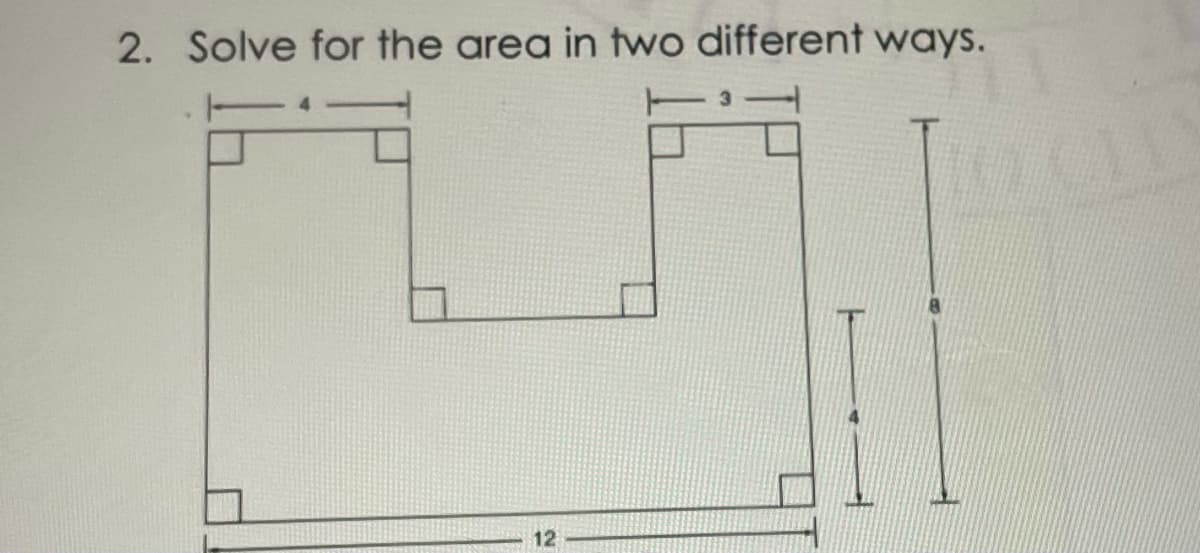 2. Solve for the area in two different ways.
