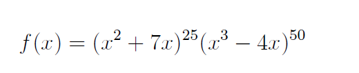 f (x) = (x² + 7x)² (1,³ – 4.x)50

