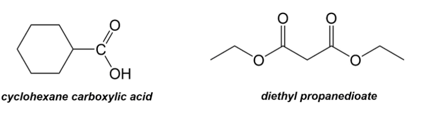 ОН
cyclohexane carboxylic acid
diethyl propanedioate
