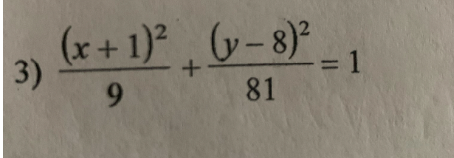 3)
(x + 1)² + (v − 8)²
9
81
-= 1
