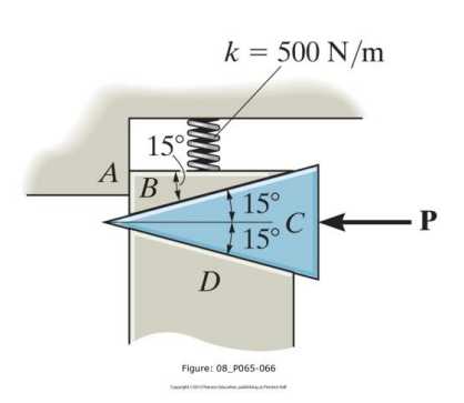 k = 500 N/m
15°
А
В
15°
-P
15°C
D
Figure: 08_PO65-066

