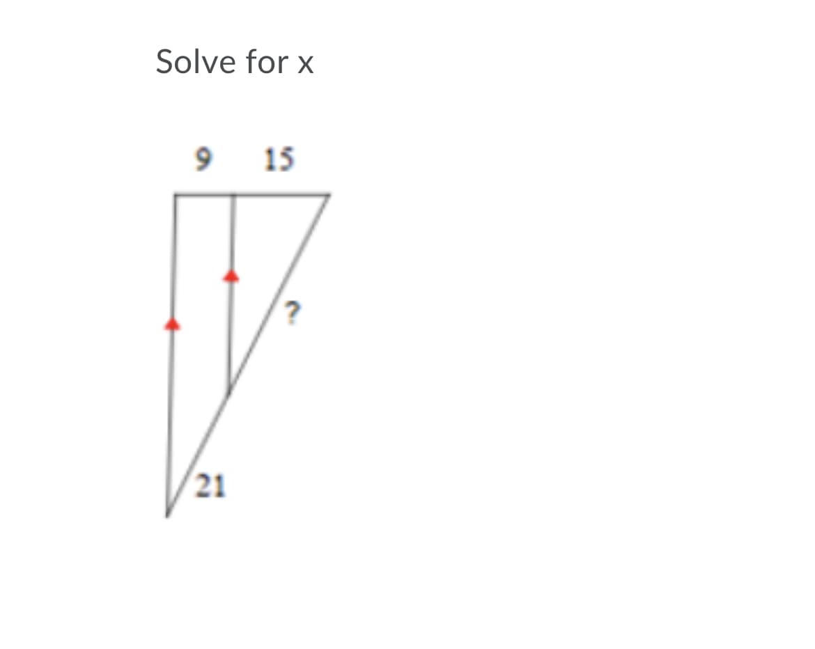 Solve for x
9 15
21
