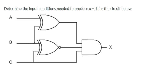 Determine the input conditions needed to produce x 1 for the circuit below.
A
B
