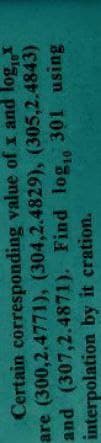 corresponding value of x and log
(305,2.4843)
Certain
are (300,2.4771),
and
(304,2.4829),
(307,2.4871). Find log₁0 301 using
interpolation by it cration.