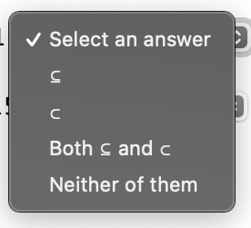 ✓ Select an answer
с
с
Both and c
≤
Neither of them