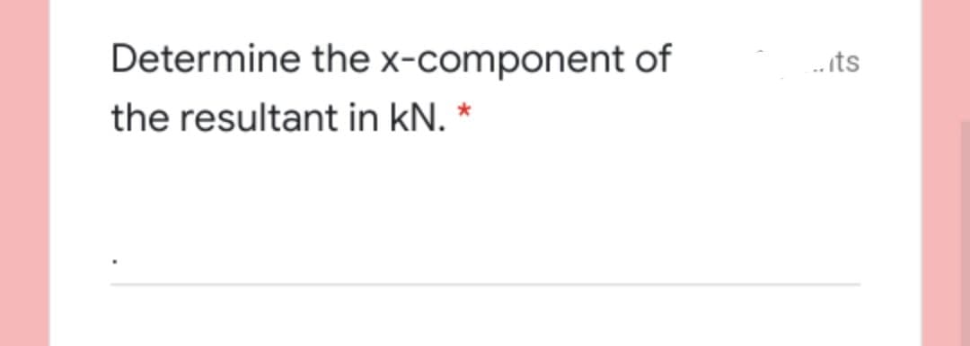 Determine the x-component of
.its
the resultant in kN. *
