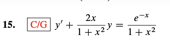 2x
C/G y' +
15.
1+x?
1+ x2
