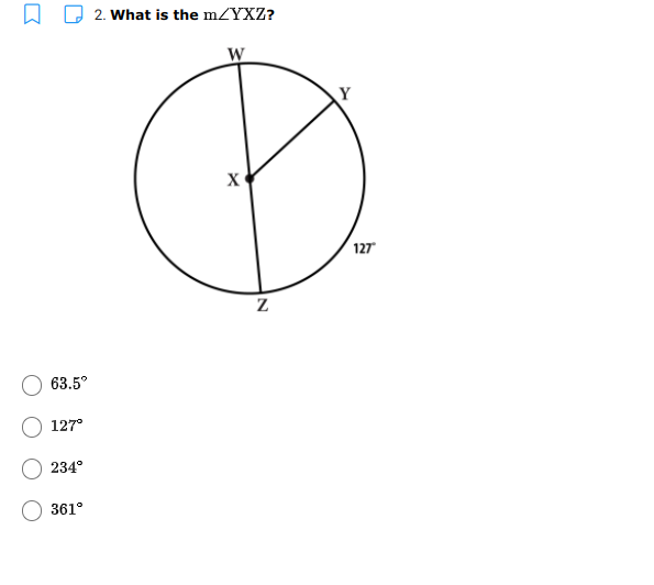 2. What is the mZYXZ?
W
X
127
63.5°
127°
234°
361°
