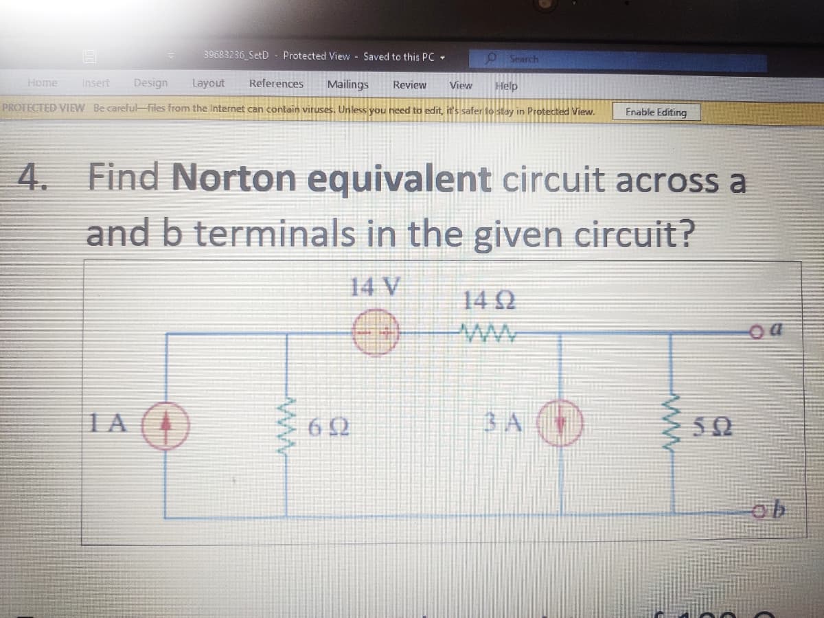 Find Norton equivalent circuit across a
and b terminals in the given circuit?
