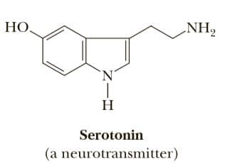 NH2
HO,
НО.
'N'
H
Serotonin
(a neurotransmitter)
