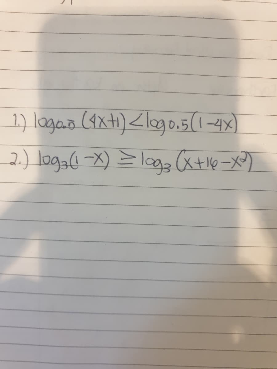 1.) logos (4x+1) <logo.5 (1-4X)
2.) loga (1-x) = log₂ (x+16-X²²)