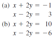 (a) x + 2y = -1
х — 2у %3
(b) х + 2у
3
10
х — 2у 3D —6
