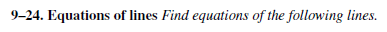 9-24. Equations of lines Find equations of the following lines.
