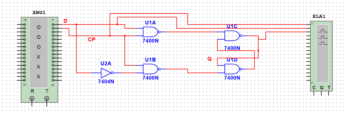 XWG1
XLA1
D
U1A
U1C
CP
7400N
7400N
U1B
UID
U2A
7400N
7400N
7404N
31
15
C Q T
ооо ххх
