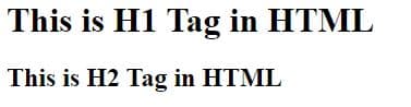 This is H1 Tag in HTML
This is H2 Tag in HTML