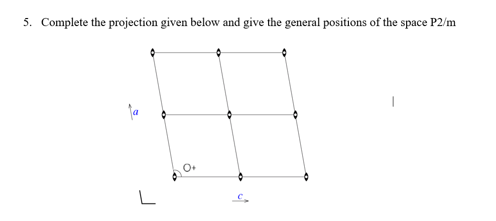 5. Complete the projection given below and give the general positions of the space P2/m
C
