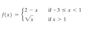 S2 – x
2 - x
if –3 < x < 1
f(x)
if x > 1
