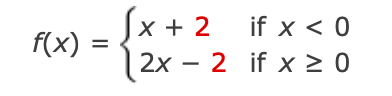 [x + 2
2х — 2 if x 20
if x < 0
f(x) =
