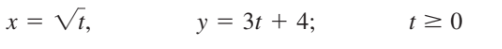 x = Vi,
y = 3t + 4;
t> 0)
