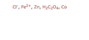 Cr', Fe2+, Zn, H2C204, Co
