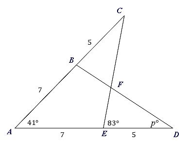 B
7
41°
83°
p°
A
7
E
5
