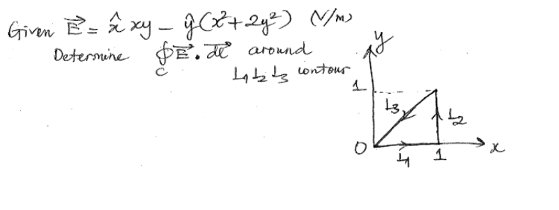 Giren B= â xy – gCZ+2y²) Vm)
Determine PE, around
Iazle contour
%3D
13,
1.
