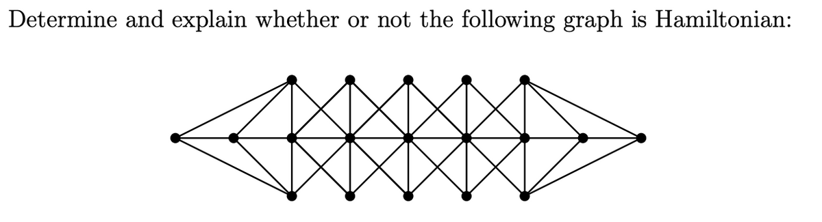 Determine and explain whether or not the following graph is Hamiltonian:
