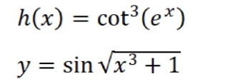 h(x) = cot³(e*)
y = sin vx3 + 1
