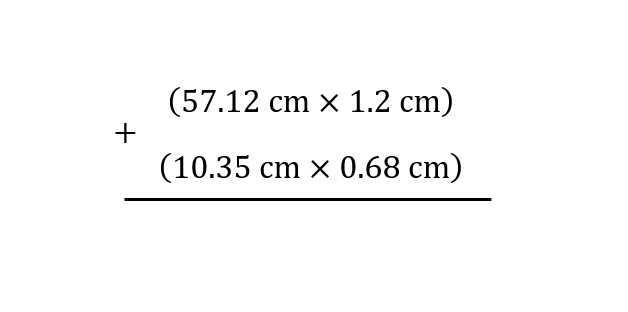 (57.12 cm х 1.2 cm)
+
(10.35 ст х 0.68 сm)
